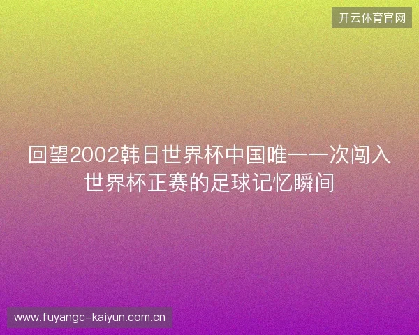 回望2002韩日世界杯中国唯一一次闯入世界杯正赛的足球记忆瞬间